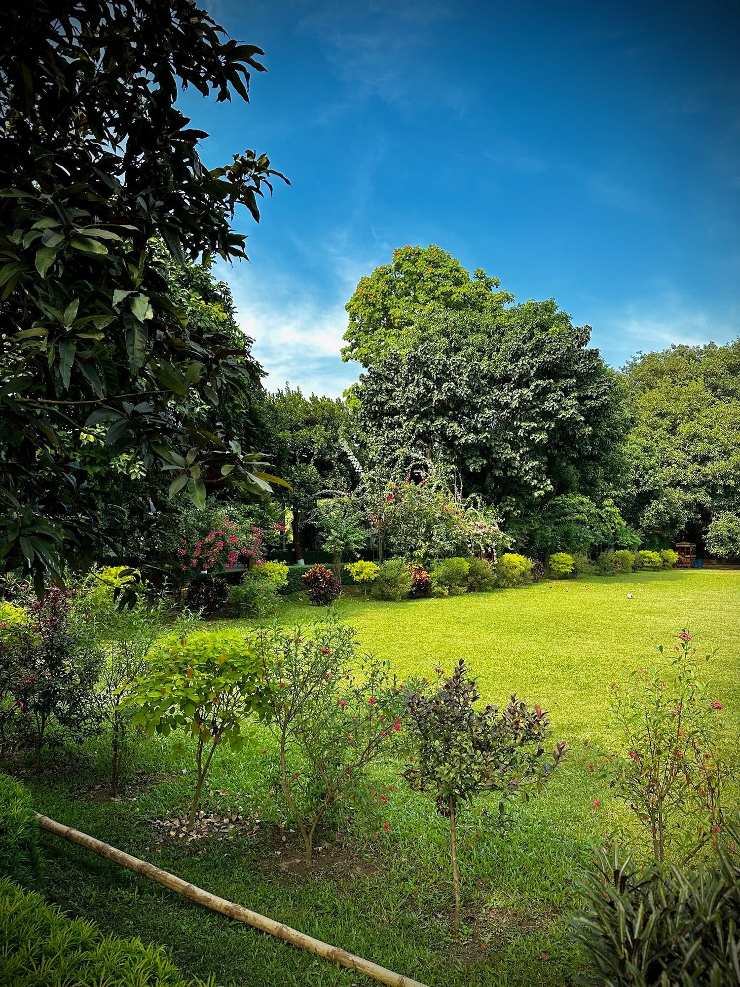 Lush garden with vibrant flowers and manicured lawns at Barnochata, a peaceful resort and Dhaka hotel in Savar, offering a natural retreat.